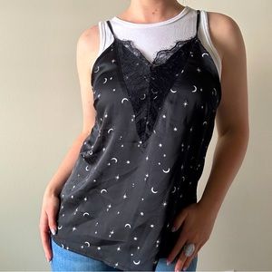 Stars and Moon Celestial Lace Tank Top